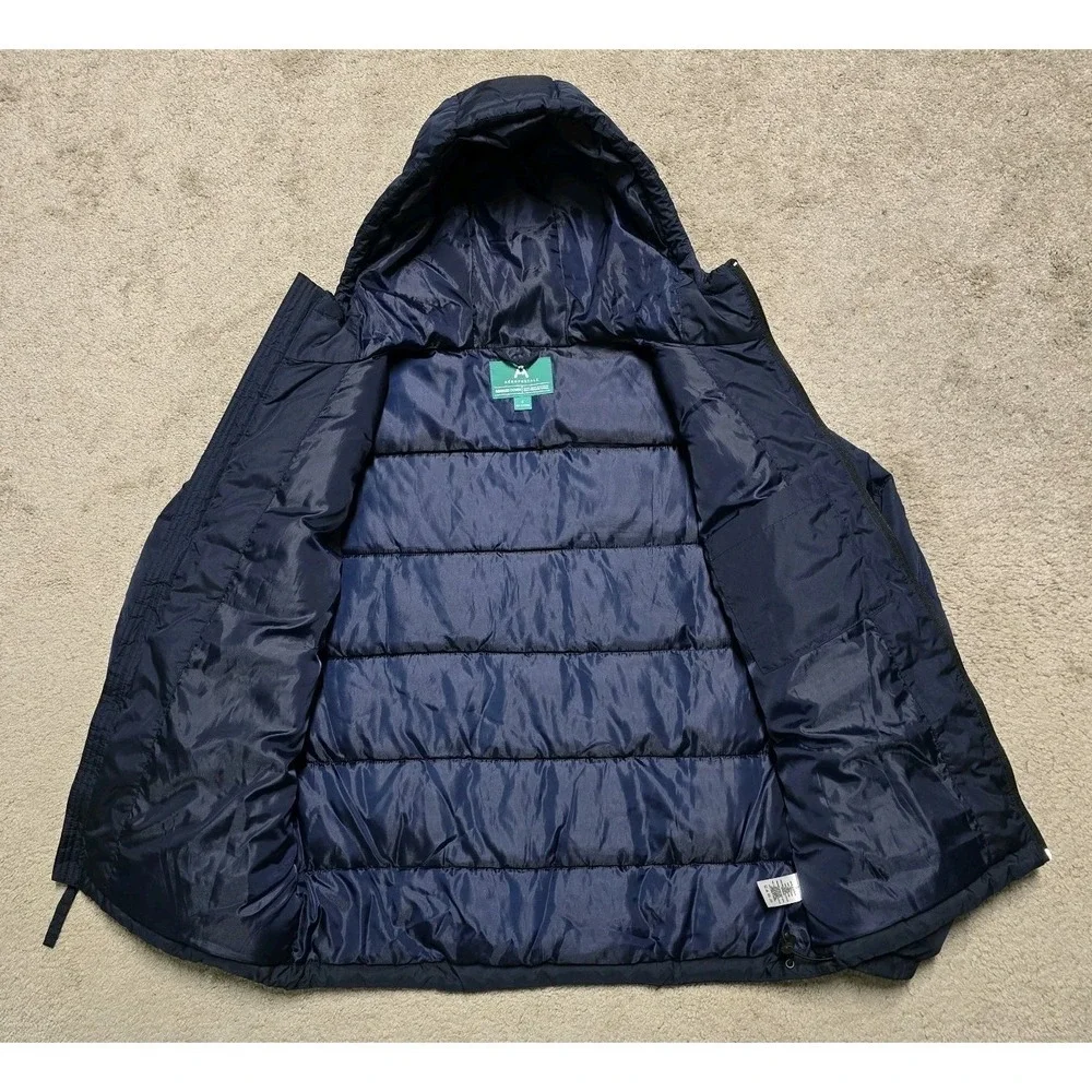 Aeropostale Mens Small Puffer Jacket Navy Blue Coat Recycled Down EUC‎
